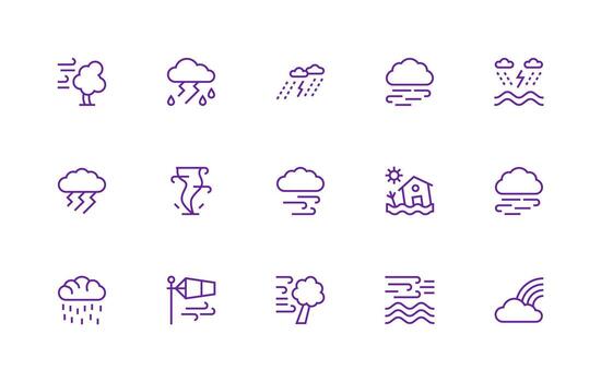 Regular Line Icons from Hurricane Set with 15 Vectors Clean Icon Collection for Web Use