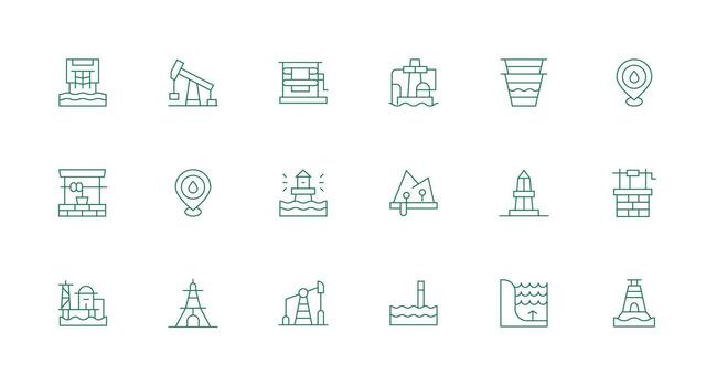 Well Visual Pack containing 18 Minimal Line Icons Balanced Icon Set for Functional Design vector