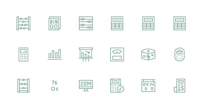 Numbers Design Icons featuring 18 in Minimal Line Style UI and UX Focused Icon Collection vector