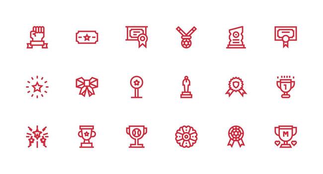 18 Strong Stroke Line Style Icons from Accolade Collection Sharp Icons for Presentations vector