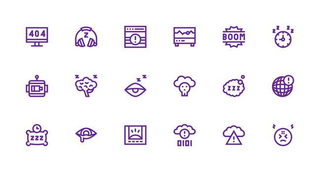 falta del tiempo diseño íconos presentando 18 en fuerte carrera línea estilo alta resolución íconos para ninguna plataforma vector