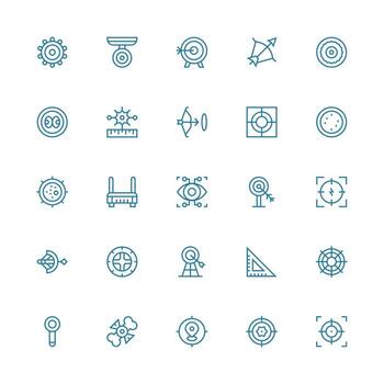 exactitud icono conjunto con 25 medio carrera contorno gráficos mínimo icono conjunto para interfaz proyectos vector