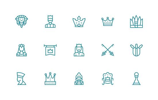 Royalty Design Icons featuring 15 in Regular Line Style Multi-Style Icon Collection vector
