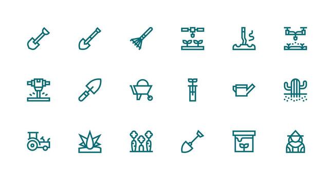 Soil Icon Set with 18 Strong Stroke Line Graphics Multi-Style Icons for Creative Projects vector