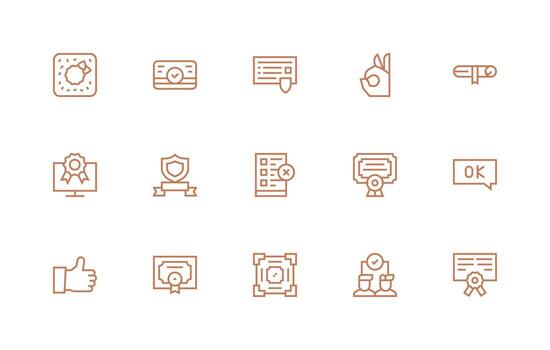 15 Regular Line Style Icons from Validation Collection Icon Set for Web vector
