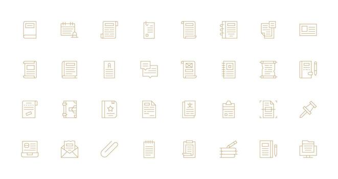 Memo Visual Pack containing 32 Thin Line Icons Interface Icon Collection for Daily Projects vector