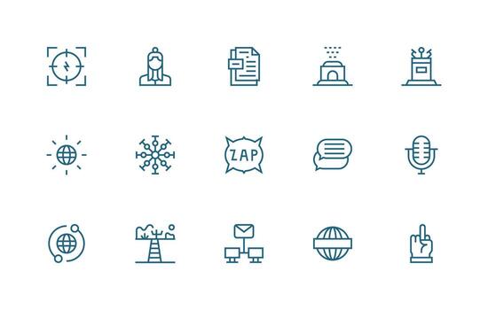 15 comunicación íconos en regular línea estético mínimo icono conjunto para interfaz proyectos vector