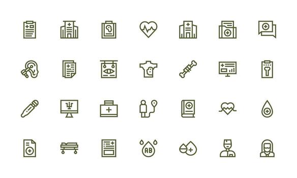 negrita línea estilo diagnóstico íconos con 28 vectores núcleo icono colección para diario Tareas