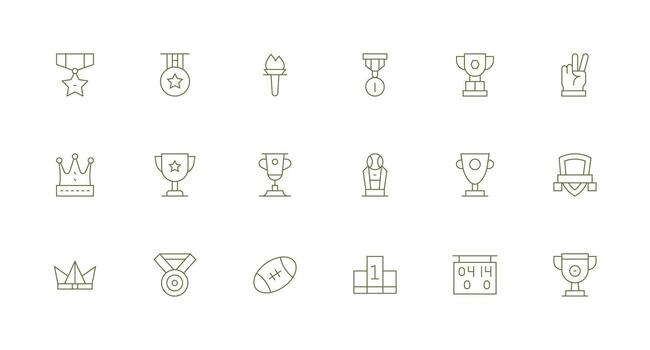 18 Minimal Line Icons for Victory Graphics High-Resolution Icons for Any Platform vector