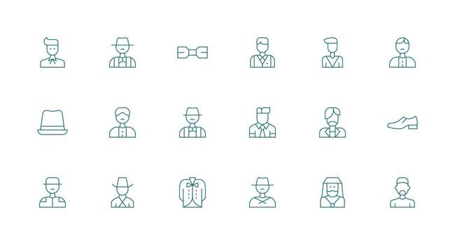 Minimal Line Style Gentleman Icons with 18 Vectors Design Icon Pack