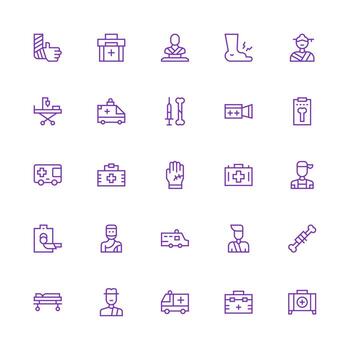 25 Medium Stroke Outline Vectors for Trauma Theme Essential Icons for Rapid UI Building
