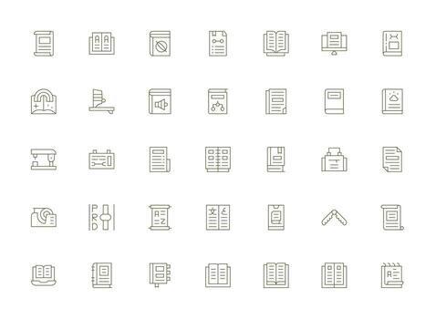 Light Line Icons from Manual Set with 35 Vectors Simplified Icon Pack for Visual Tools