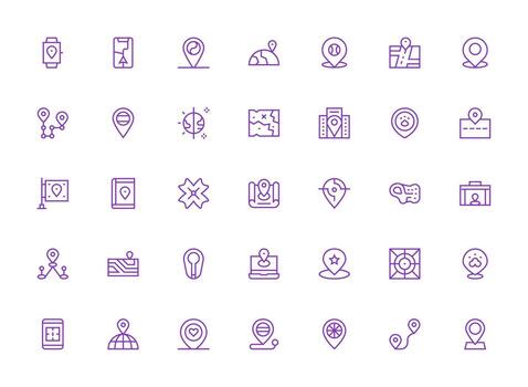 Coordinates featuring 35 Icons in Regular Clean Line Design Scalable Icons for All Themes vector