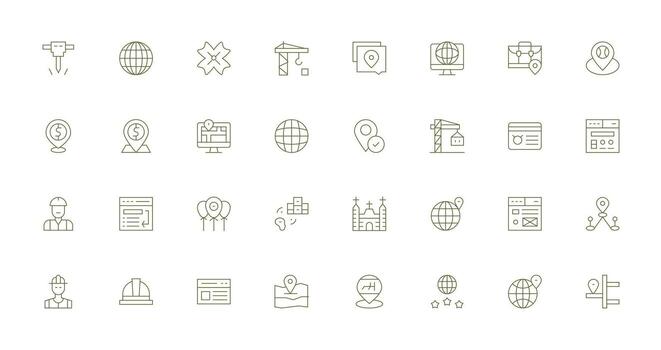 32 íconos para sitio en Delgado línea formato interfaz icono colección vector