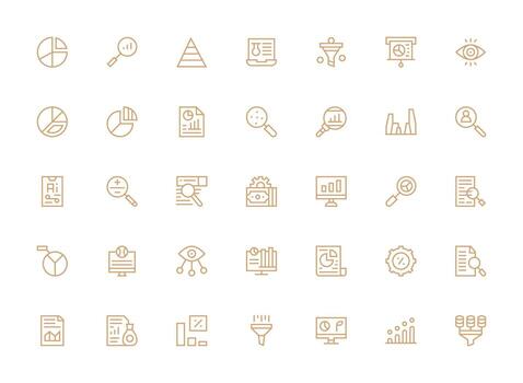 35 Regular Clean Line Icons for Data Analysis Graphics Professional Icon Set vector