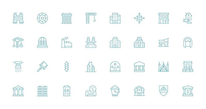 Thin Line Icons from Building Set with 32 Vectors Clean Set for Layout Prototypes