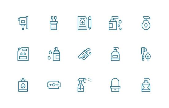 Refill Set with 15 Regular Line Icons Clear and Concise Icon Set Collection vector
