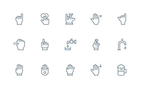 Tap including 15 Regular Line Illustrations Scalable Icons for All Themes vector