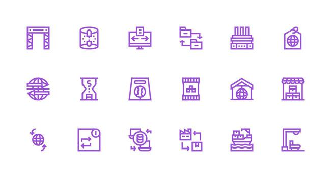 Import Visual Pack containing 18 Strong Stroke Line Icons Quick Access Icons for UI Development vector