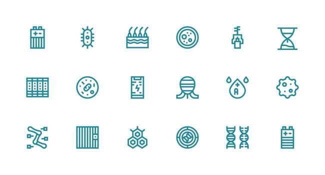 Cell Design Icons featuring 18 in Strong Stroke Line Style Interface Icon Collection vector