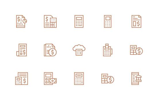 15 Regular Line Style Icons from Accounting Software Collection Web and App Icon Pack Collection vector