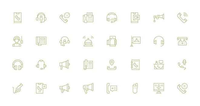 Call Visual Pack containing 32 Thin Line Icons Essential Icon Set for Teams vector