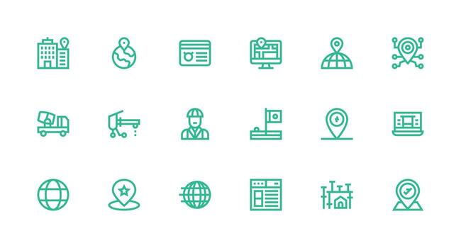 fuerte carrera línea íconos desde sitio conjunto con 18 vectores funcional icono serie