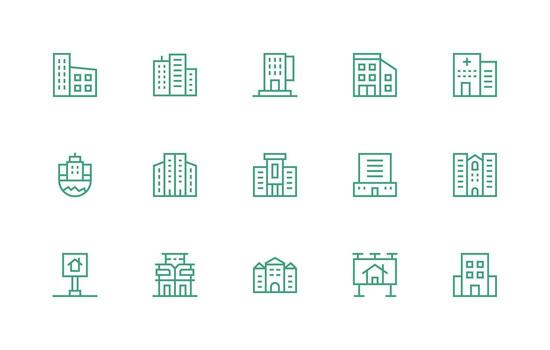 Propertymanagement Set with 15 Regular Line Icons Well-Structured Icons for Creative Use vector