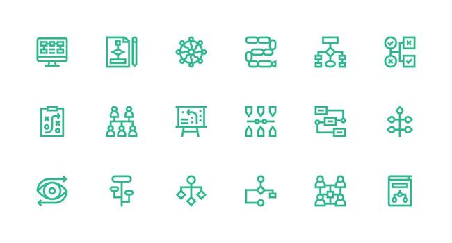 18 Icons for Flowchart in Strong Stroke Line Format Scalable Icons for All Themes vector