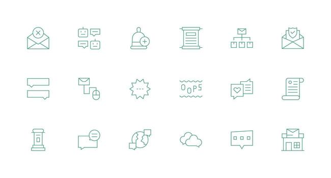 Message Design Icons featuring 18 in Minimal Line Style Essential Icon Set for Teams vector