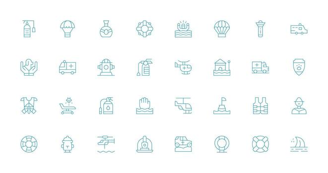 Rescue Icon Set with 32 Thin Line Graphics Scalable Icon Pack vector