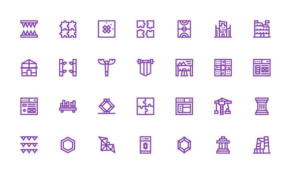 28 Icons for Framework in Bold Line Format Scalable Icons for Cross-Platform Interfaces vector