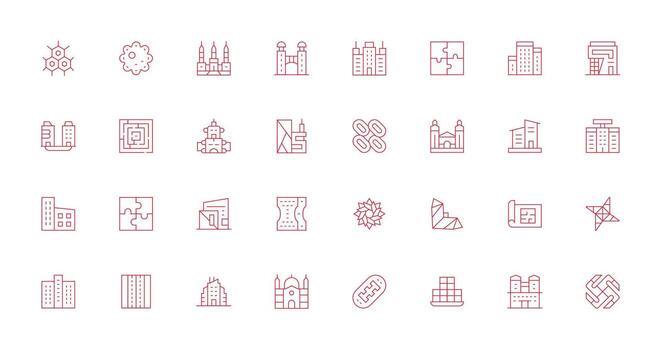 32 Thin Line Icons for Complex Graphics Professional Icon Pack for Development Work vector