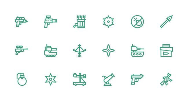 Strong Stroke Line Icons from Projectile Set with 18 Vectors Interface Icon Collection for Daily Projects