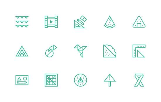 15 Regular Line Icons for Triangle Graphics Icon Pack for Various Themes vector