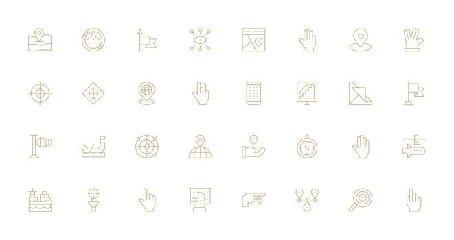 Navigation Design Icons featuring 32 in Thin Line Style Style Icon Set vector