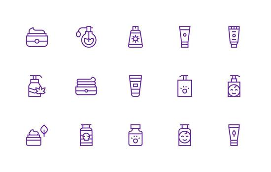 15 Icons for Lotion in Regular Line Format Icon Set for Web vector
