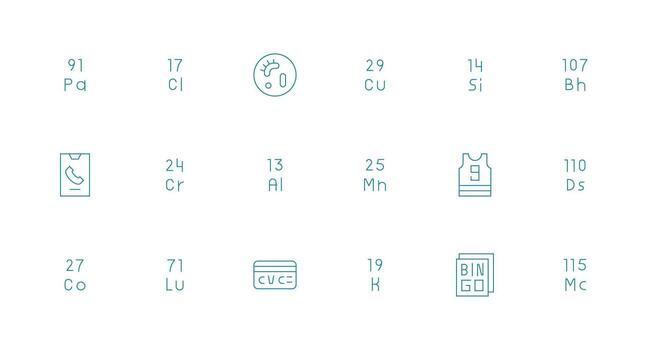 Number Icon Set with 18 Minimal Line Graphics Interface Icons for Daily Use vector