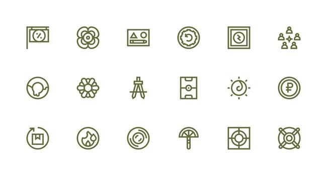 18 Strong Stroke Line Vectors for Circle Theme Icon Set for Projects