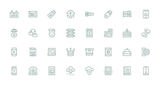 32 íconos para apoyo en Delgado línea formato digital icono colección vector