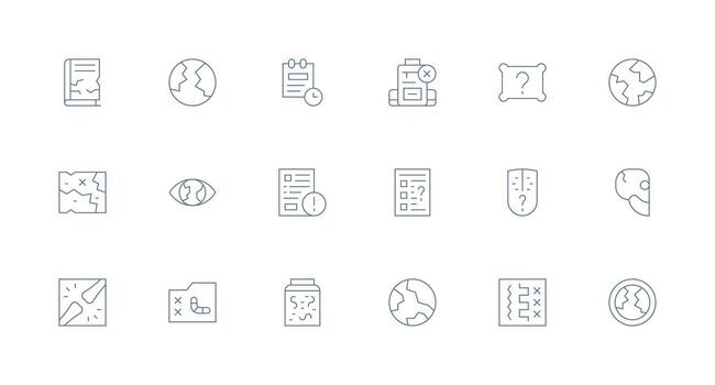 18 Incomplete Icons in Minimal Line Aesthetic Optimized Icon Pack for Digital Products vector