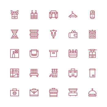 Hold Design Icons featuring 25 in Medium Stroke Outline Style Web Icon Collection vector