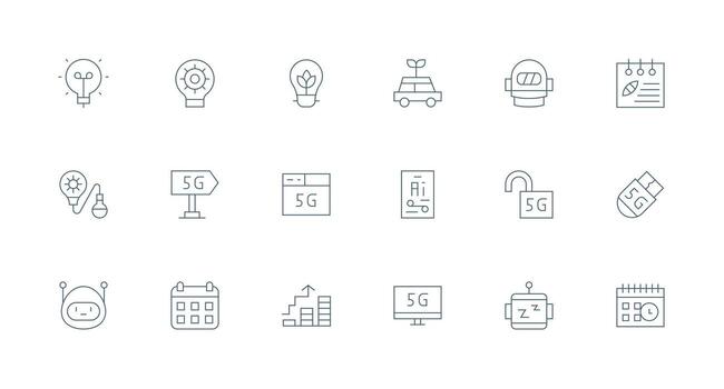 Minimal Line Style Future Icons with 18 Vectors Multi-Style Icon Collection