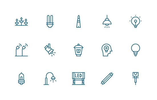 15 Regular Line Style Icons from Illumination Collection Interface Icons for Daily Use vector