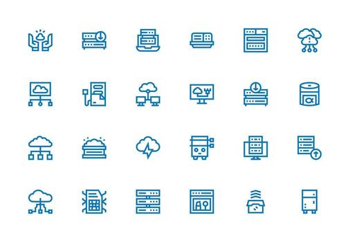 grueso línea línea íconos desde datos centrar conjunto con 24 vectores inteligente icono colección
