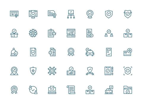 35 Regular Clean Line Vectors for Validated Theme Pixel Perfect Icons for Modern Apps
