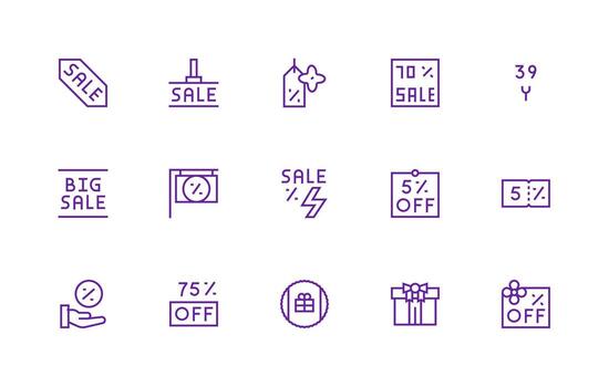 15 Special Offer Icons in Regular Line Aesthetic Core Icon Collection for Daily Tasks vector