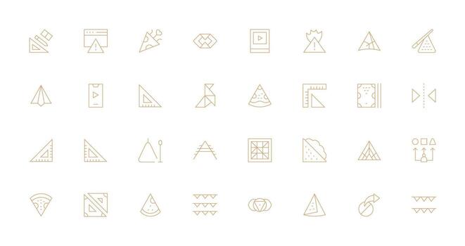 Thin Line Style Triangle Icons with 32 Vectors Simplified Icon Pack for Visual Tools