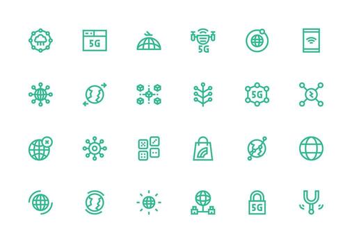 conectividad icono conjunto con 24 grueso línea línea gráficos interfaz íconos para diario utilizar vector