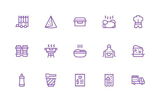 15 Regular Line Icons for Foodservice Graphics All Device Compatible Icon Set vector
